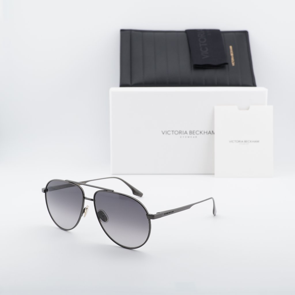 Victoria Beckham Vb242s 043 Aviator Sunglasses Gunmetal/Grey